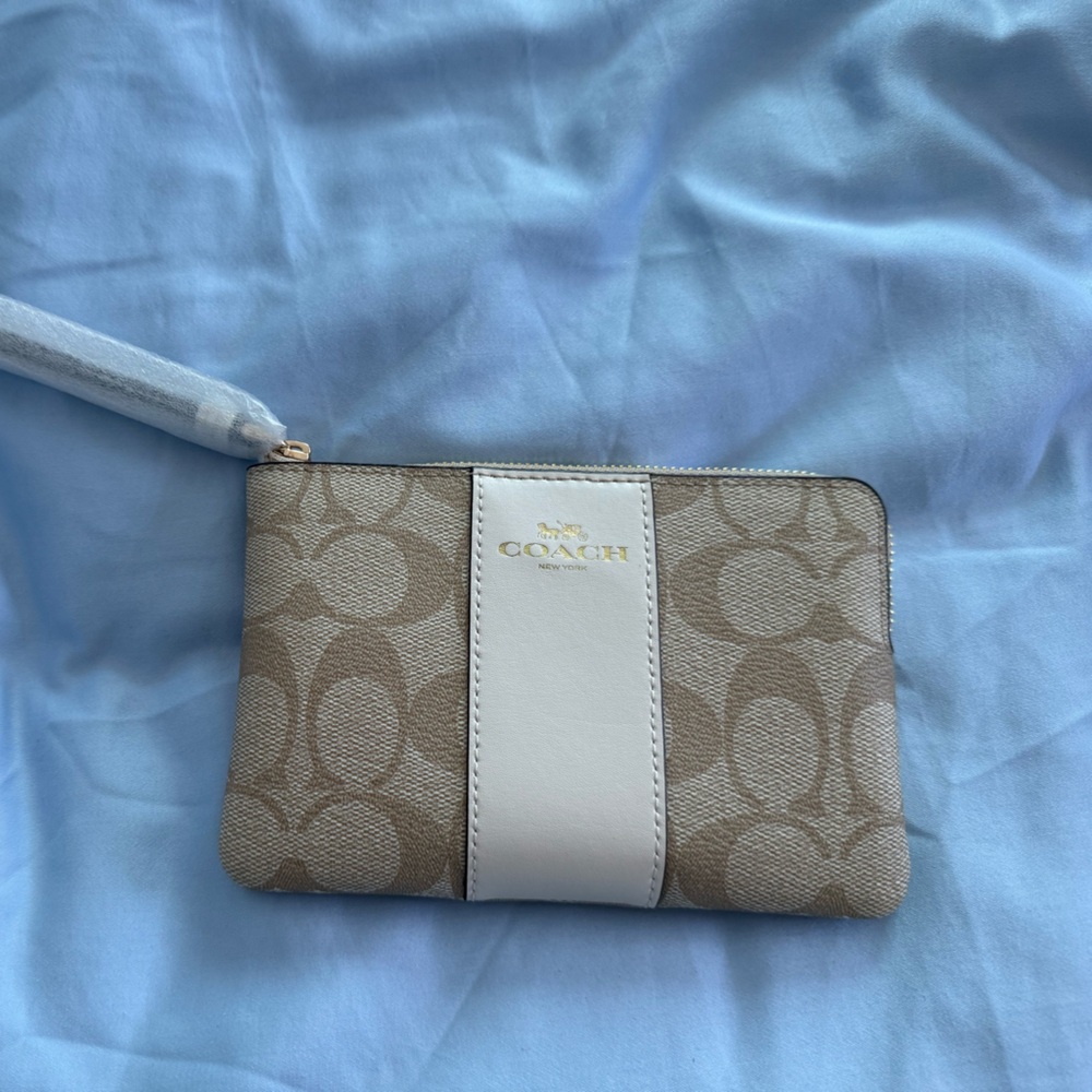 Coach Beige and Cream Wristlet